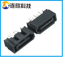 SATA7PIN雙排公座 SATA插座接口全包帶窗口 SATA固態硬盤接插件